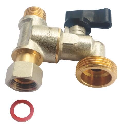 Detalle de SOMATHERM FOR YOU – Robinet à Bec Équerre 3/8" pour Machine à Laver, 1/4 Tour, Piquage M3/4" – Gris/Argent