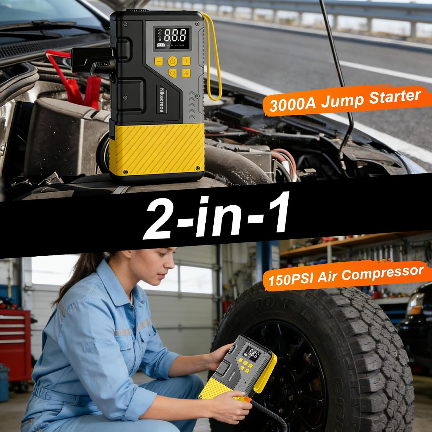 Thumbnail 1 de Portable Jump Starter 3000A with Air Compressor