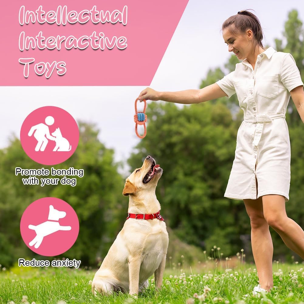 Thumbnail 6 de AMFUN Set di 9 giochi da masticare per cuccioli con cotone naturale e non tossici