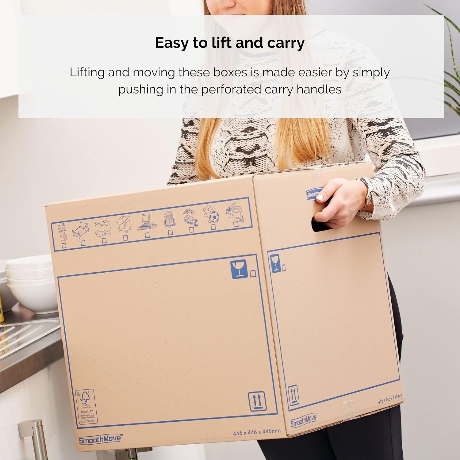 Thumbnail 3 de 15 BANKERS BOX Large Strong Moving Boxes – 39L, SmoothMove with Handles (Pack of 15)