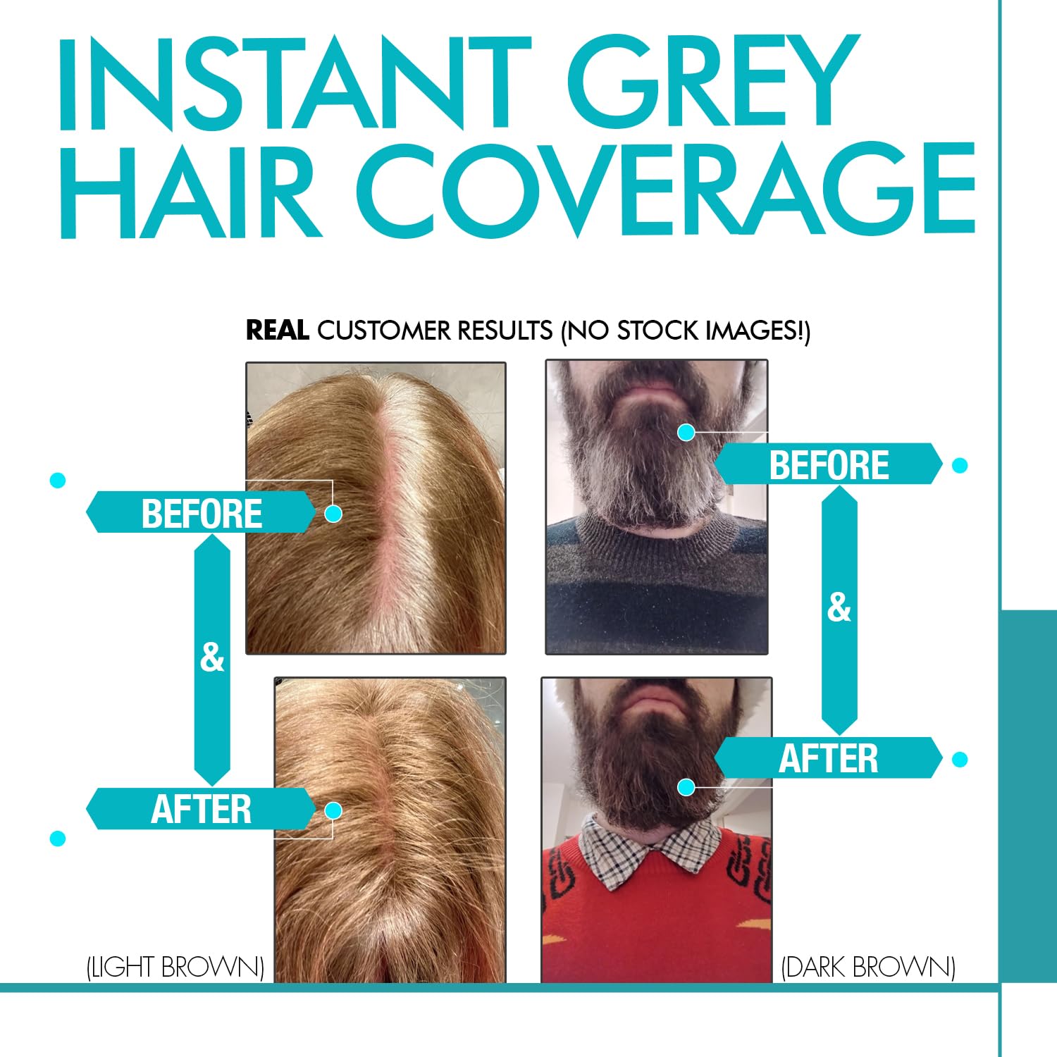 Detalle de Hair Genetics Ansatzpuder – Graue Haare Abdecken, Dunkelbraun/Schwarz, inkl. Spiegel