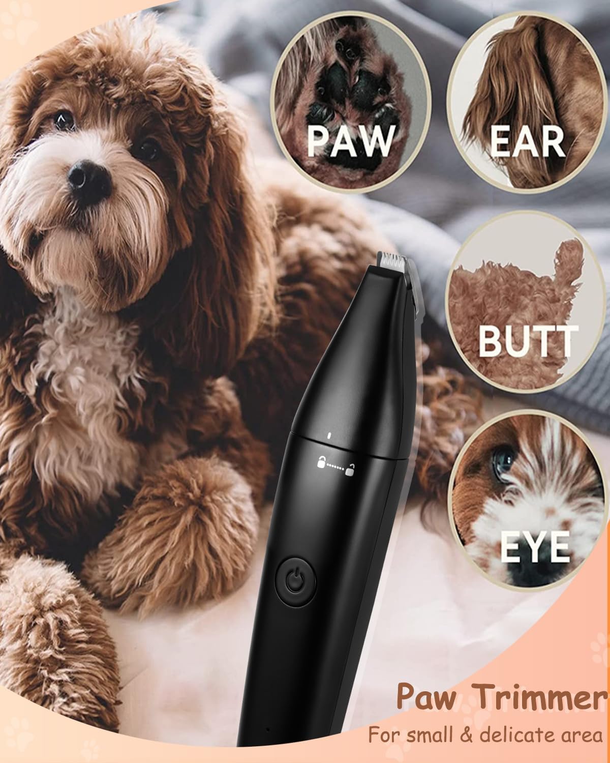 Detalle de Cussity 4 in 1 Dog Clippers for Grooming – USB-C Rechargeable, Two Speeds, Nail Grinder
