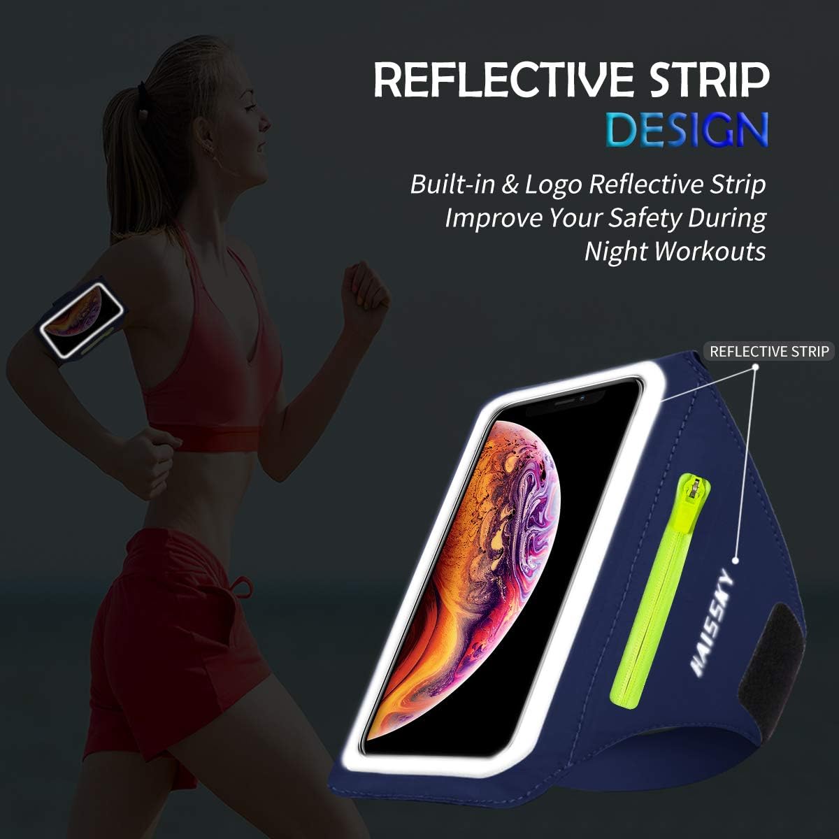 Detalle de Guzack Sportarmband: Universal Jogging-Armband für iPhone & Co. bis 6,9 Zoll