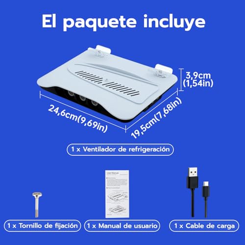 Thumbnail 8 de Mcbazel Base de Carga y Refrigeración para PS5/PS5 Pro: estación con 3 ventiladores, carga de mandos y iluminación LED (Blanco)