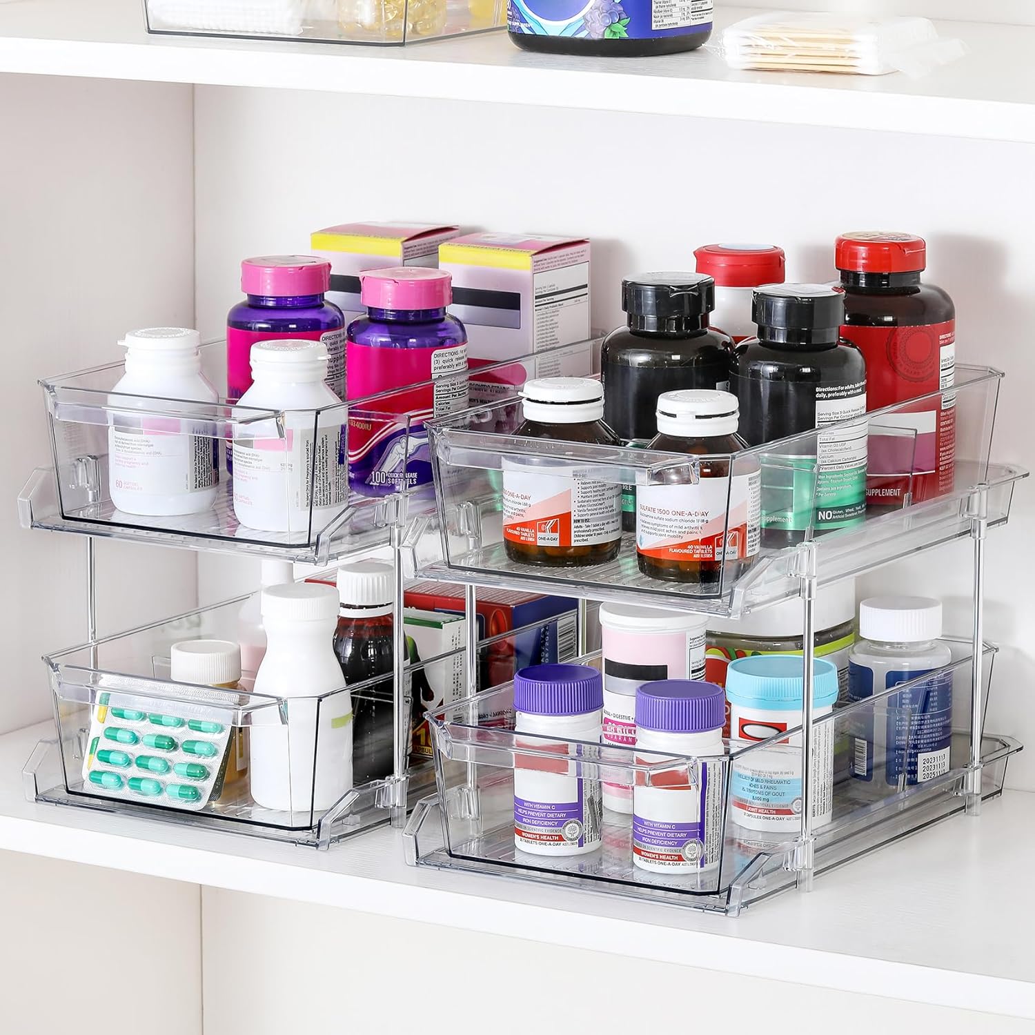 Detalle 2 de 2 Set 2-Tier Clear Organizer with Dividers for Cabinet