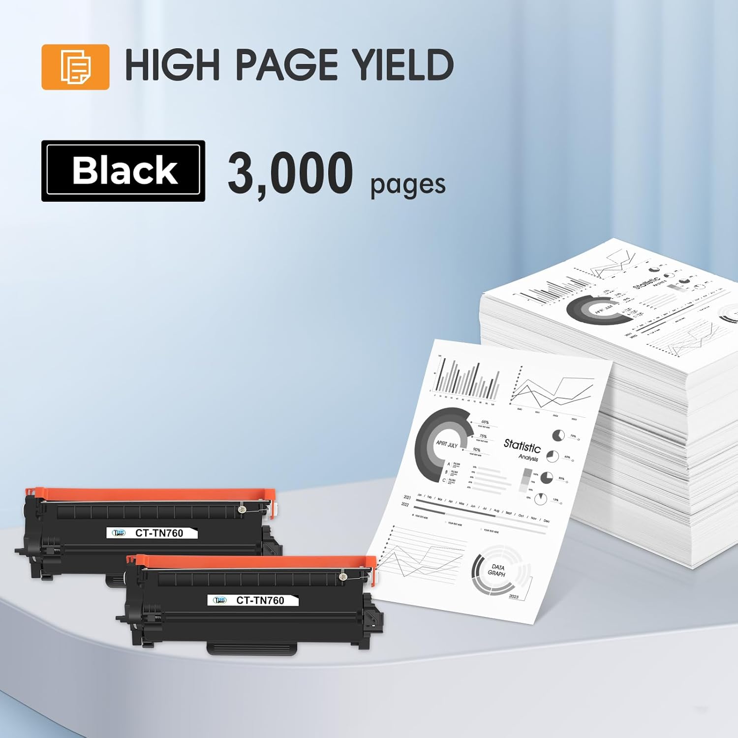Thumbnail 2 de TN760 Compatible Toner (TN-760 / TN-730) for Brother Printers—2-Pack Black High-Yield Cartridges