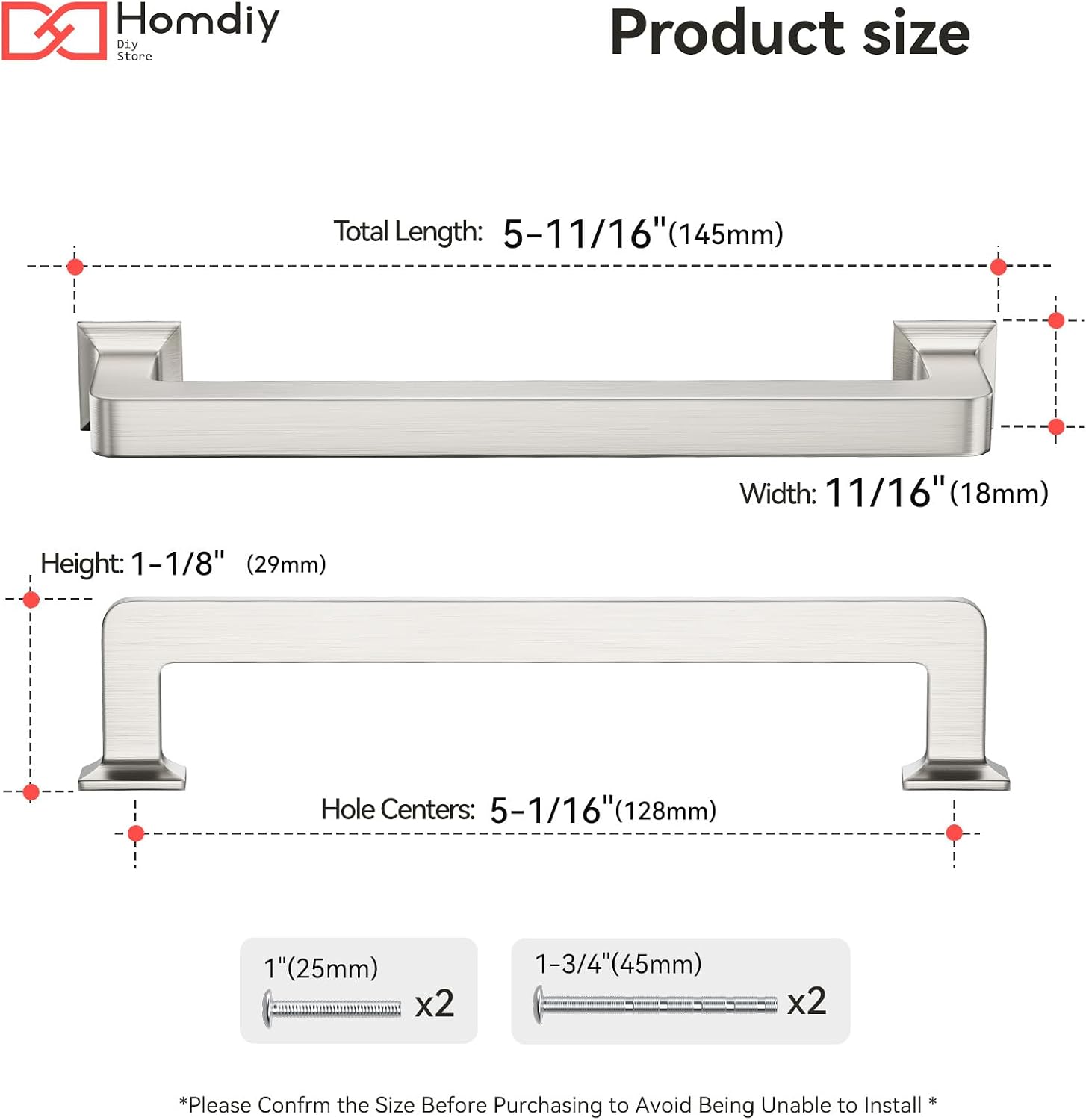Detalle 2 de homdiy Cabinet Pulls, 5-1/16-Inch Hole Centers
