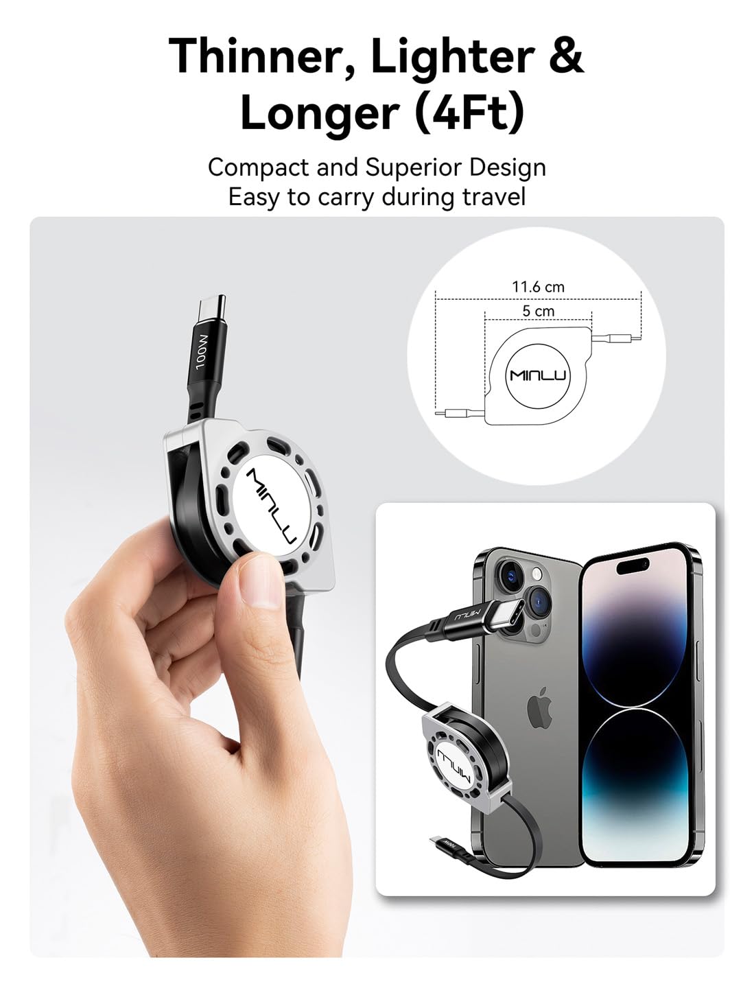 Thumbnail 4 de Retractable USB C to USB C Cable 100W