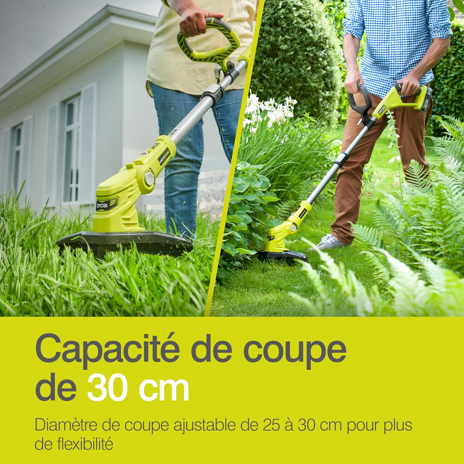 Thumbnail 4 de RYOBI - Coupe-bordures sans fil 18V One+ OLT1832 (Ø25-30 cm), hauteur télescopique et mode dresse-bordure