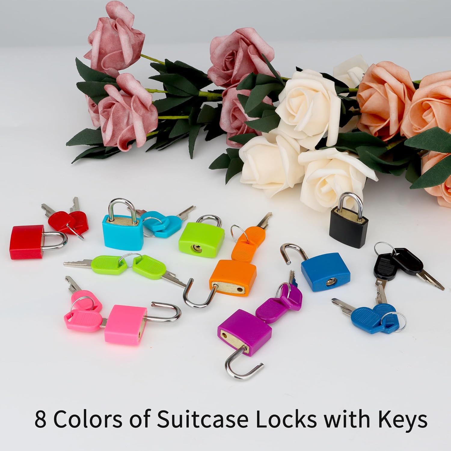 Thumbnail 6 de 8 Pcs Suitcase Locks with Copper Keys – Multicolour Mini Padlocks for Bags, Suitcases and Laptops