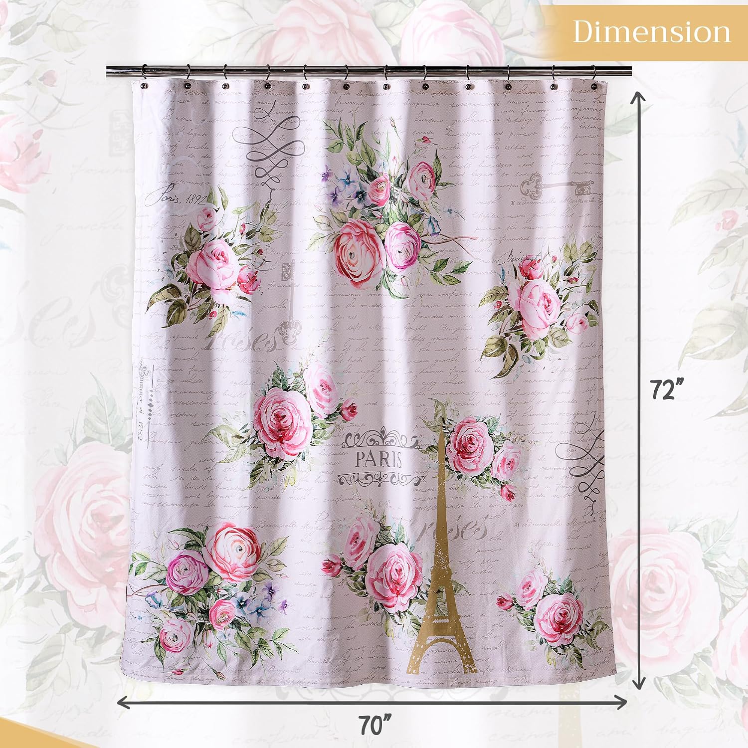 Detalle de Maison d'Hermine Cotton Shower Curtain, 100% Cotton