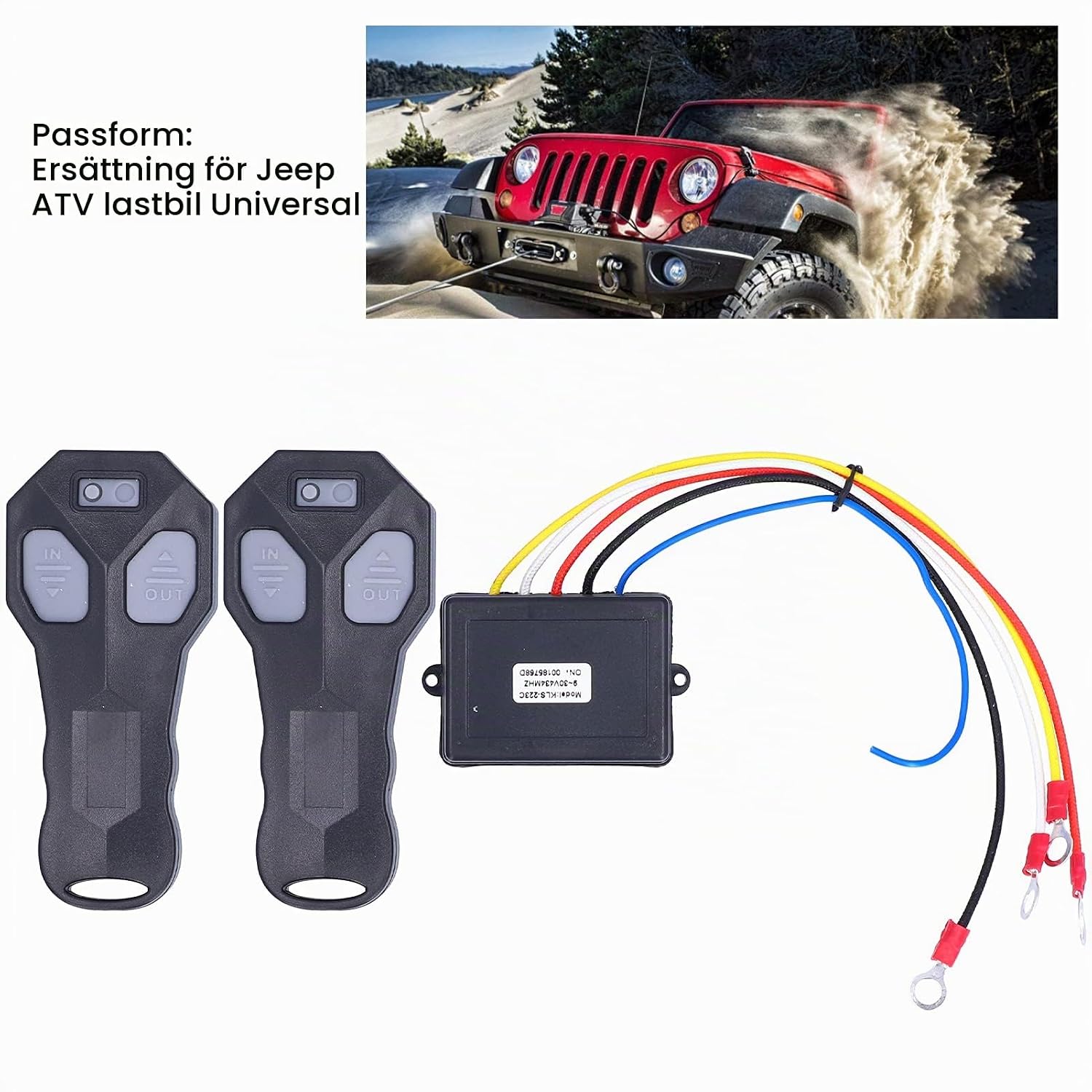 Detalle de Akozon trådlös vinschfjärrkontroll för 12 V, två sändare och räckvidd upp till 50 ft