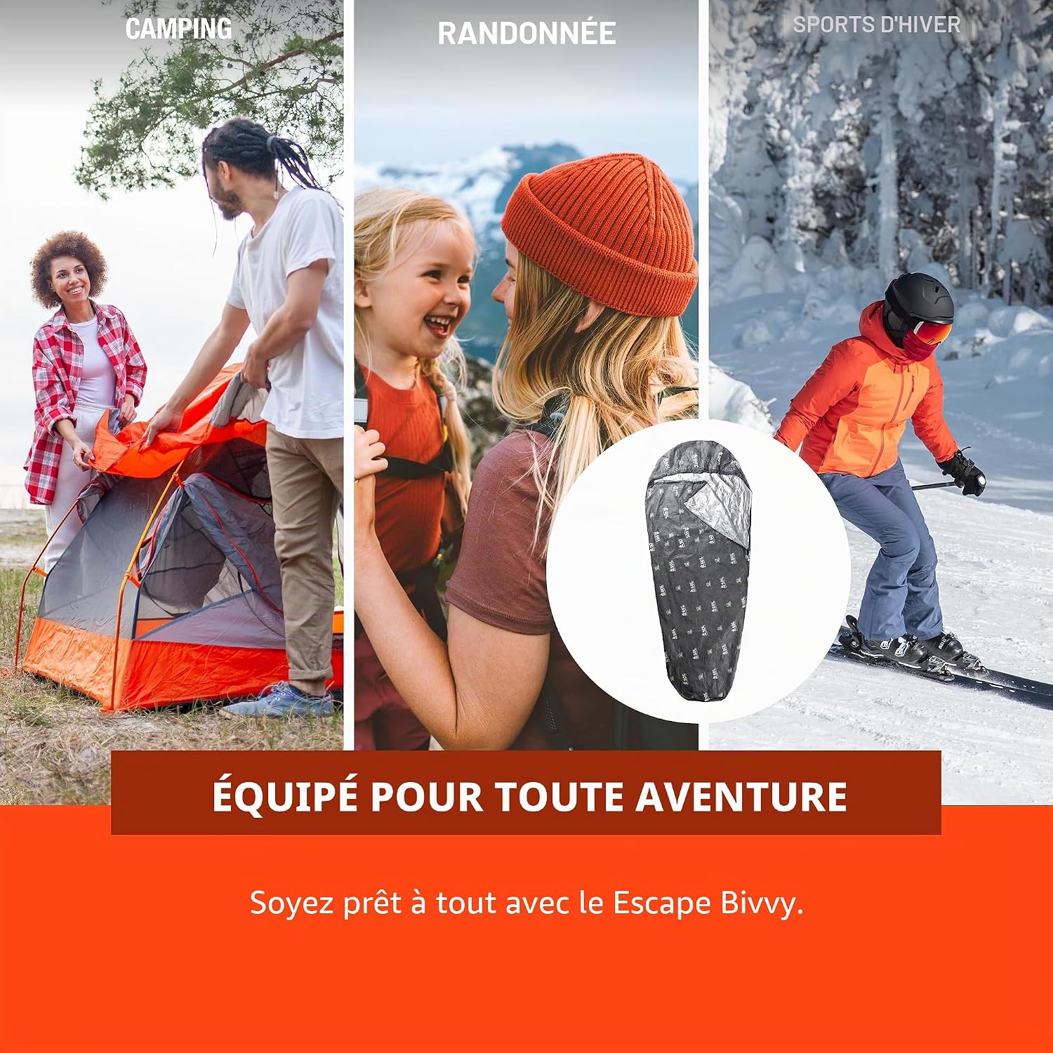 Detalle 2 de Sol Escape Bivouac XL avec Capuche Orange