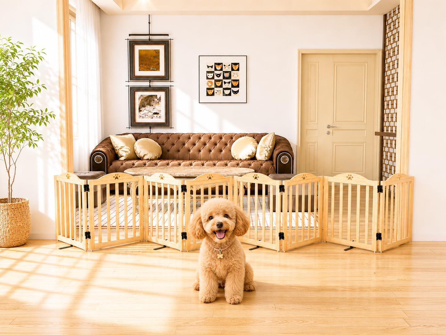 Thumbnail 6 de YOCAN freestanding wood dog gate, 31.5-inch