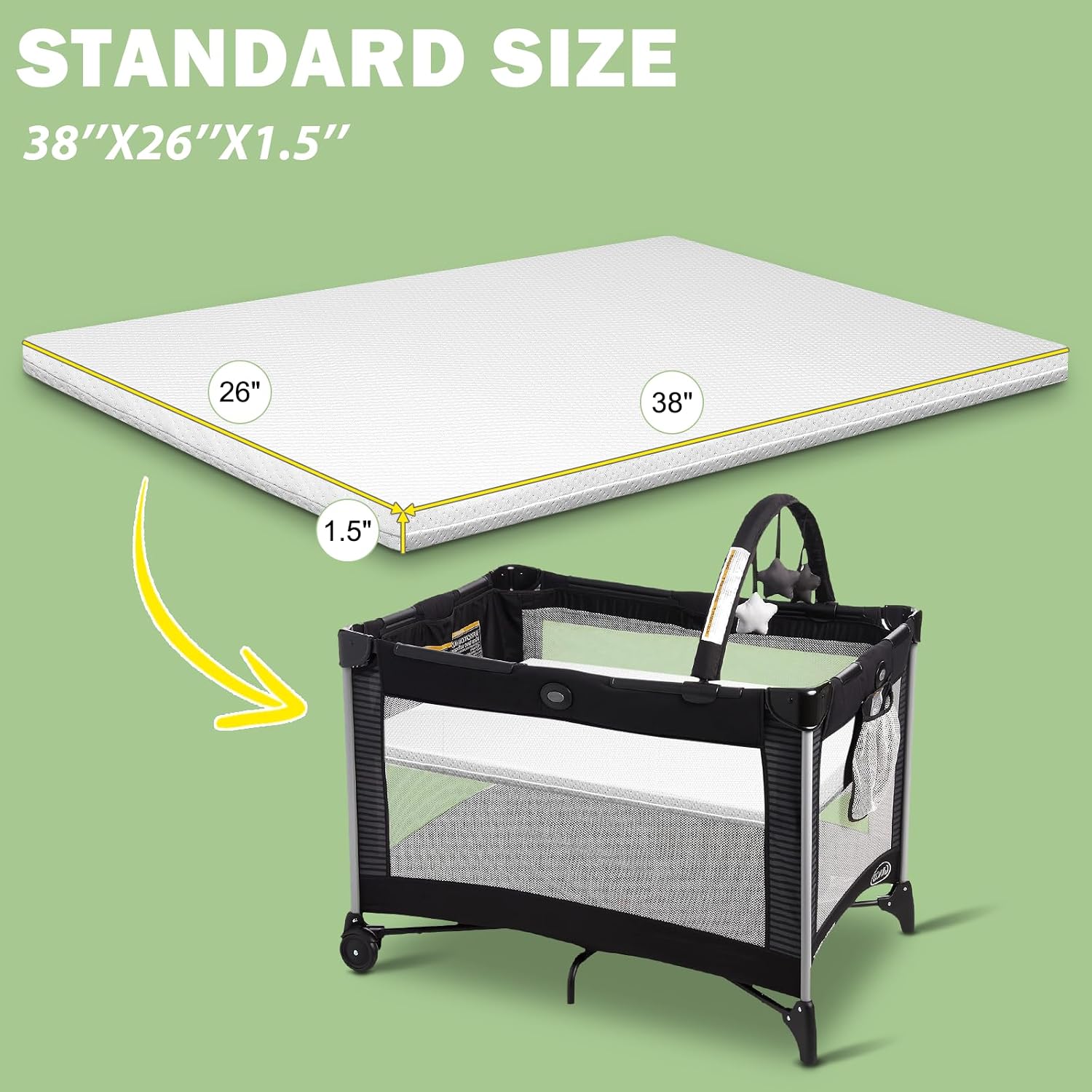 Detalle de Genew GEMA-02 Pack and Play Mattress, 38" x 26" Washable Waterproof Pad