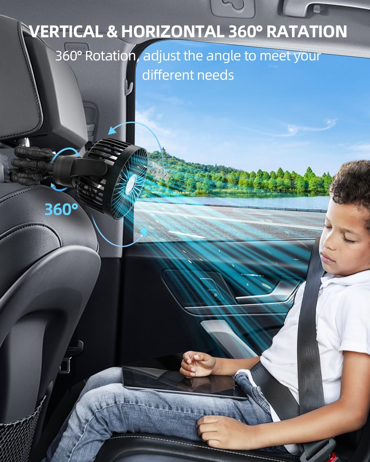 Thumbnail 5 de KIDEE Portable Pram Fan (2000mAh) with LED digital display, 3 speeds and 360° rotation