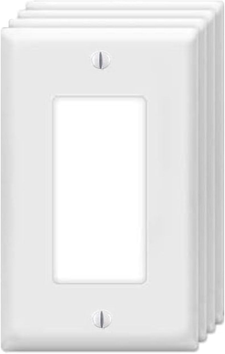 Detalle de ZEFTV 1-Gang Decorator Wall Plates, White Polycarbonate, 4-Pack