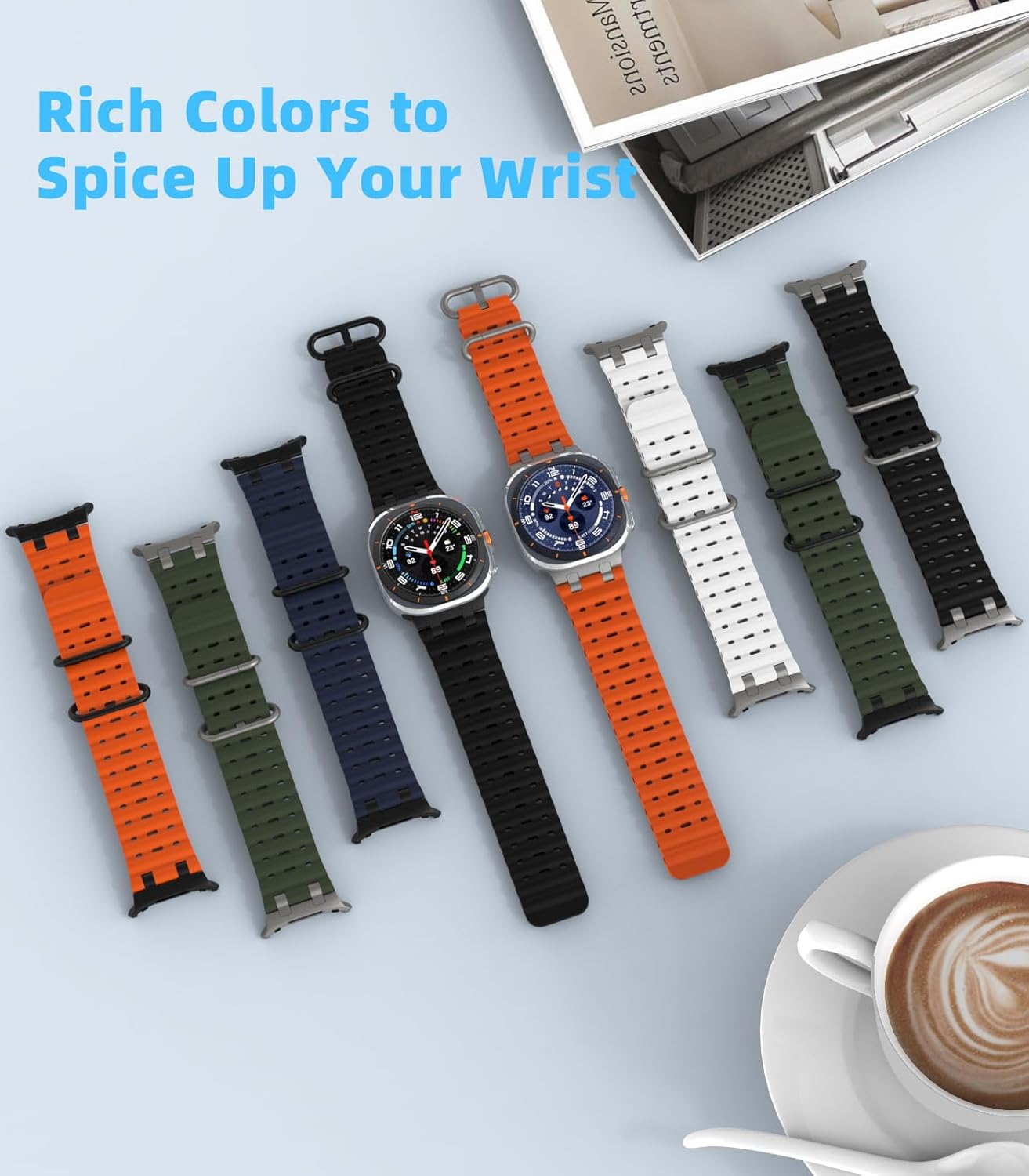 Thumbnail 5 de MoKo Upgraded Ocean Strap for Samsung Galaxy Watch Ultra 47mm (2024/2025) – breathable silicone sport band with metal connectors