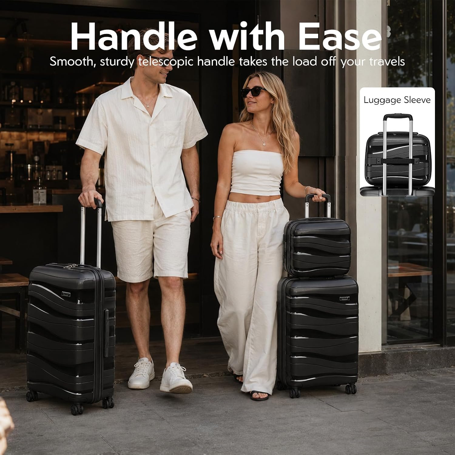 Thumbnail 5 de Kono Suitcase Set of 2: Lightweight Cabin Suitcase & Travel Case (20in & 14in)