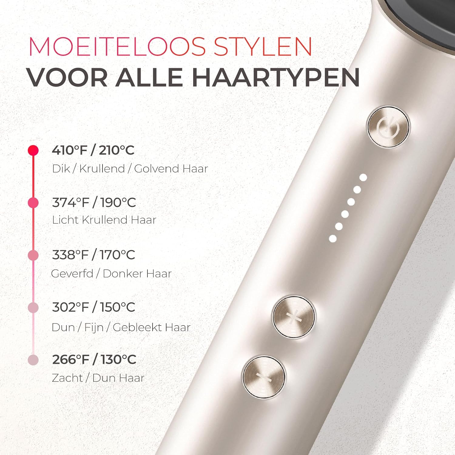Detalle 2 de TYMO RING HC100G stijltangborstel met keramische coating en 5 temperatuurstanden