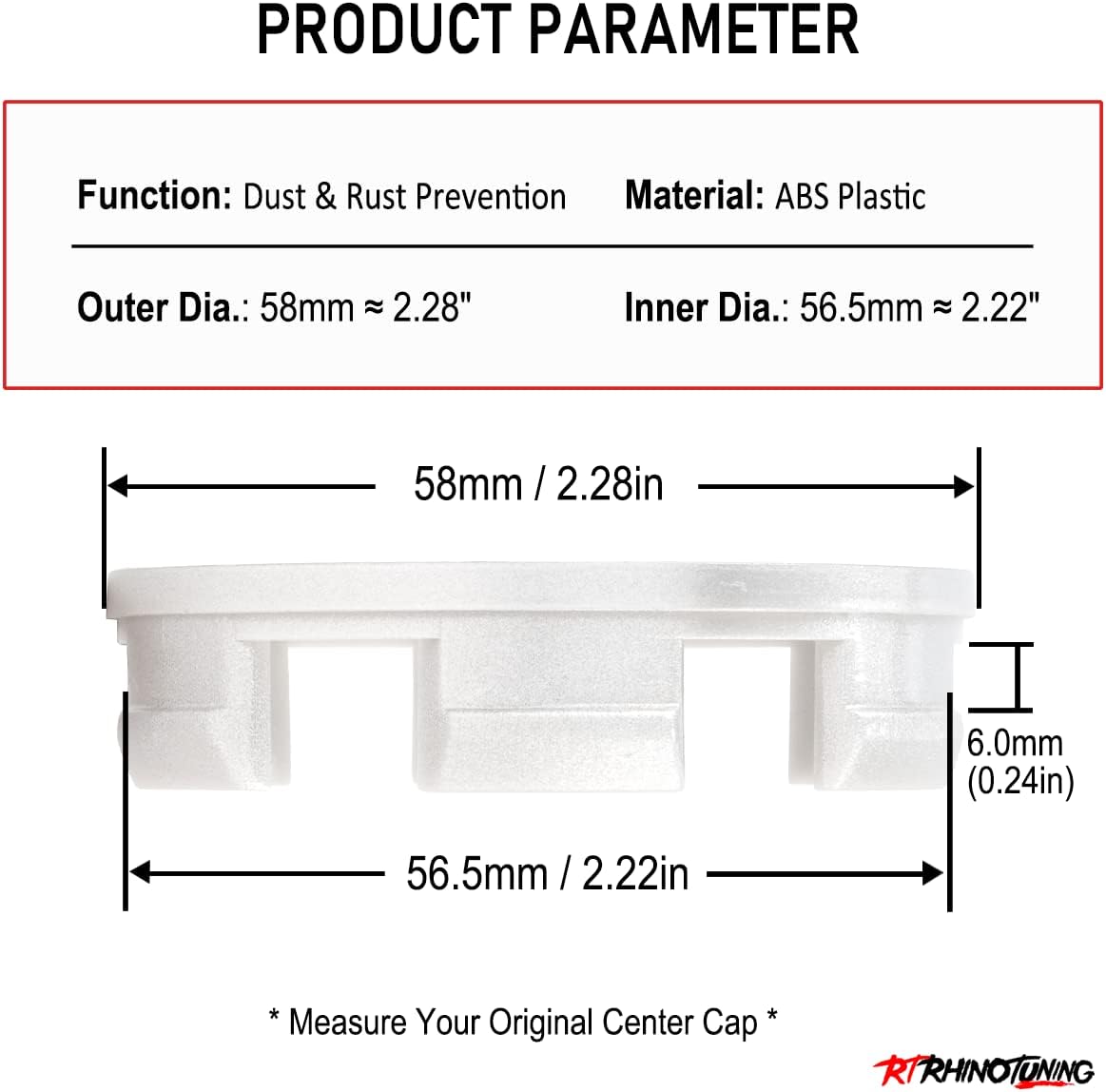 Thumbnail 1 de RhinoTuning 4x 58 mm wheel centre caps (silver chrome-style) for select Acura Integra & Honda Civic models