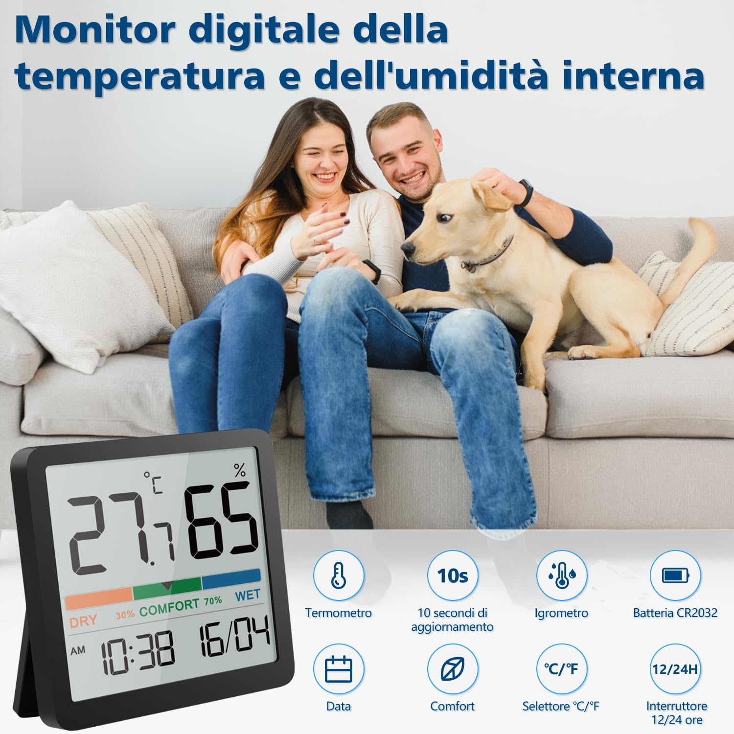 Detalle 2 de NOKLEAD Igrometro Termometro per interni con indicatore di comfort e sensore digitale