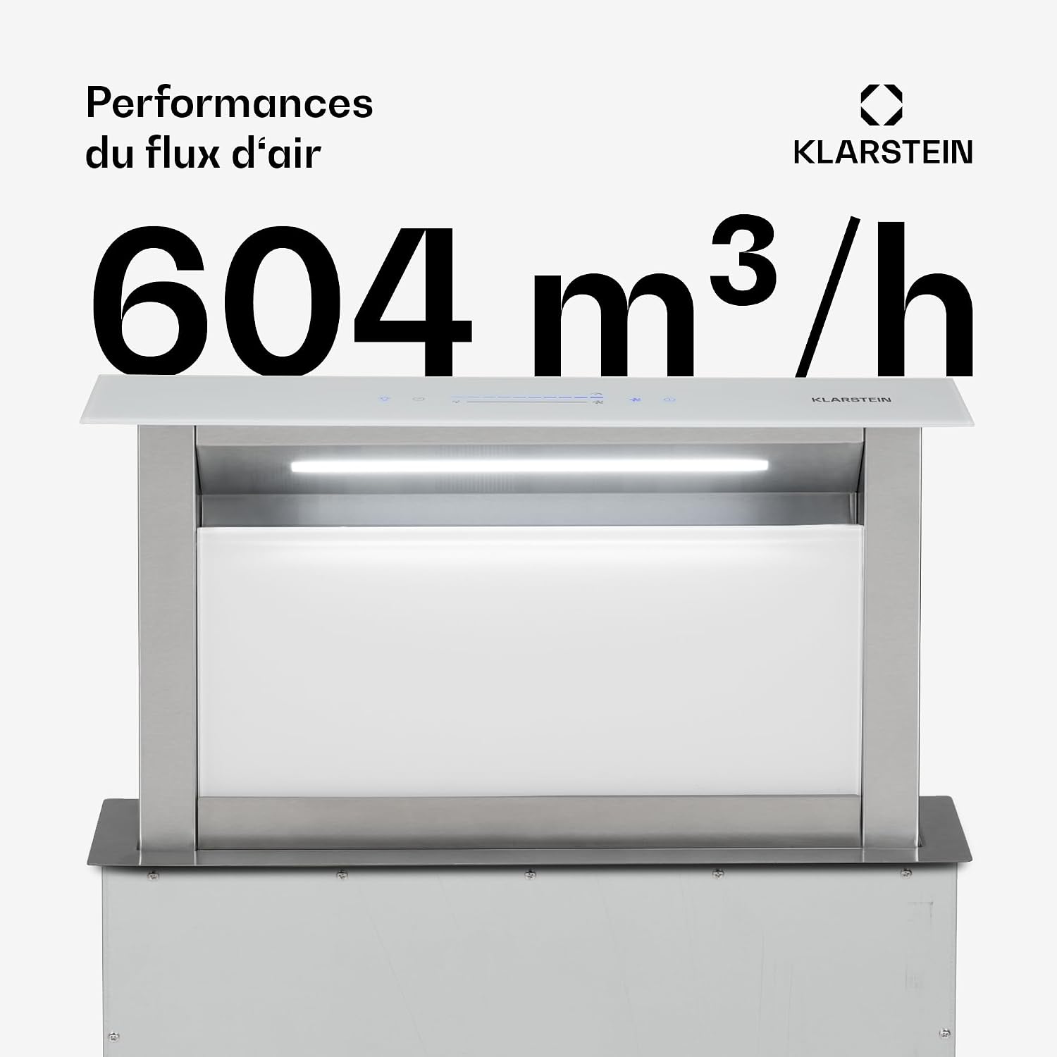 Detalle 2 de Klarstein Royal Flush Eco 10046233 intrekbare dampkap van 60 cm met led