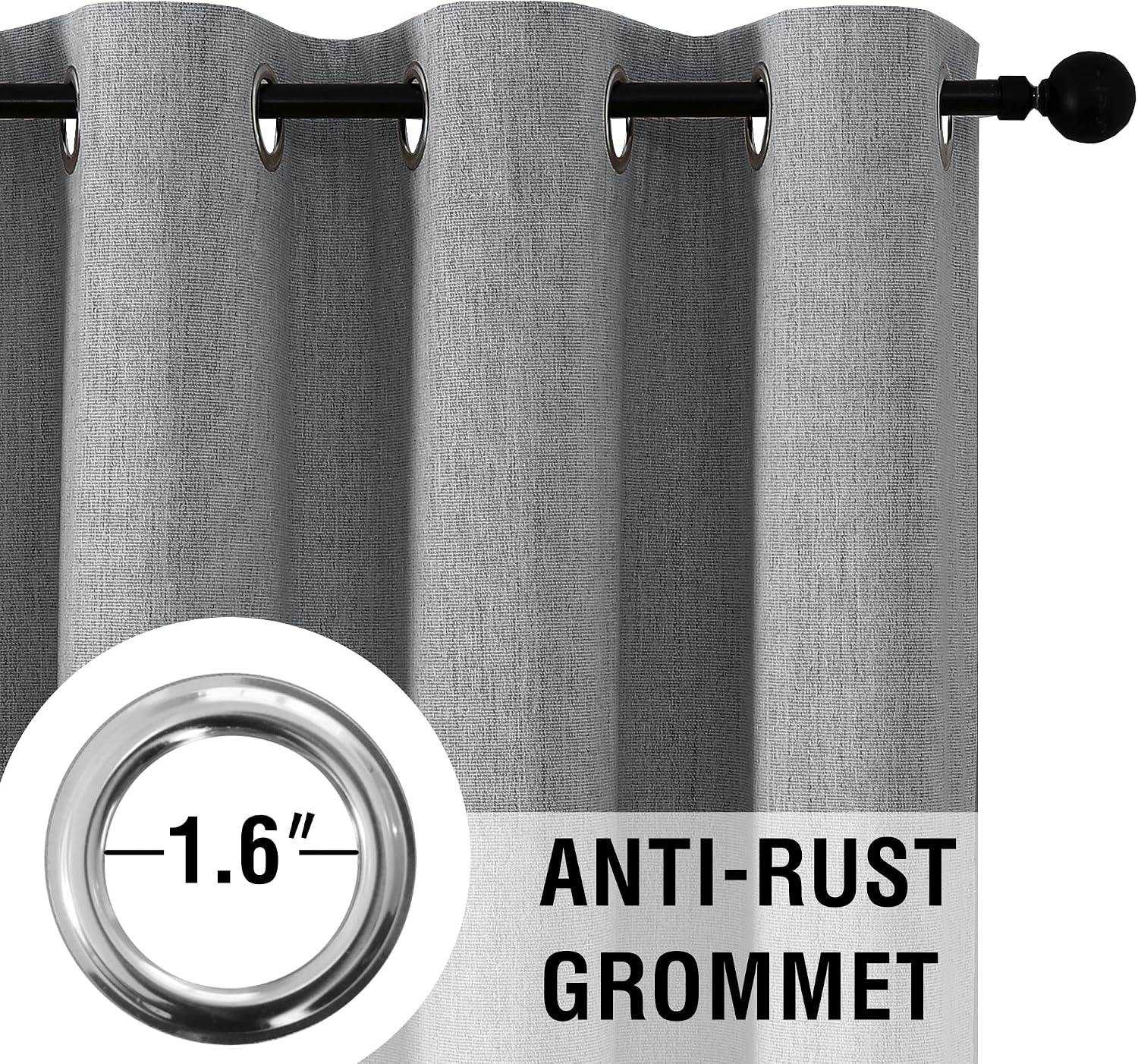 Thumbnail 4 de H.VERSAILTEX 2 Chenille Linen-Look Blackout Curtains, Heather Dove Gray