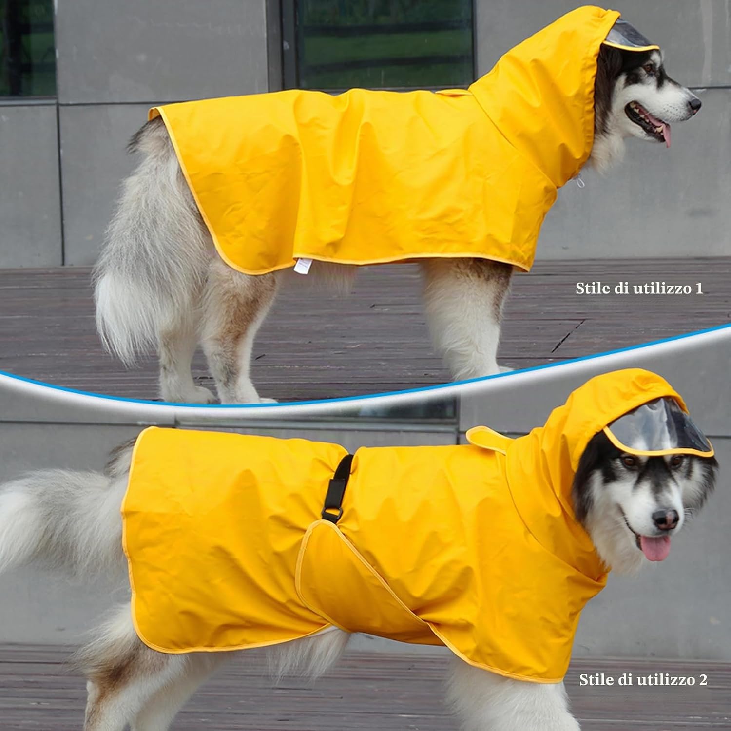Detalle de WUFANC Impermeabile per cani giallo con cappuccio trasparente e foro per guinzaglio invisibile (3XL)
