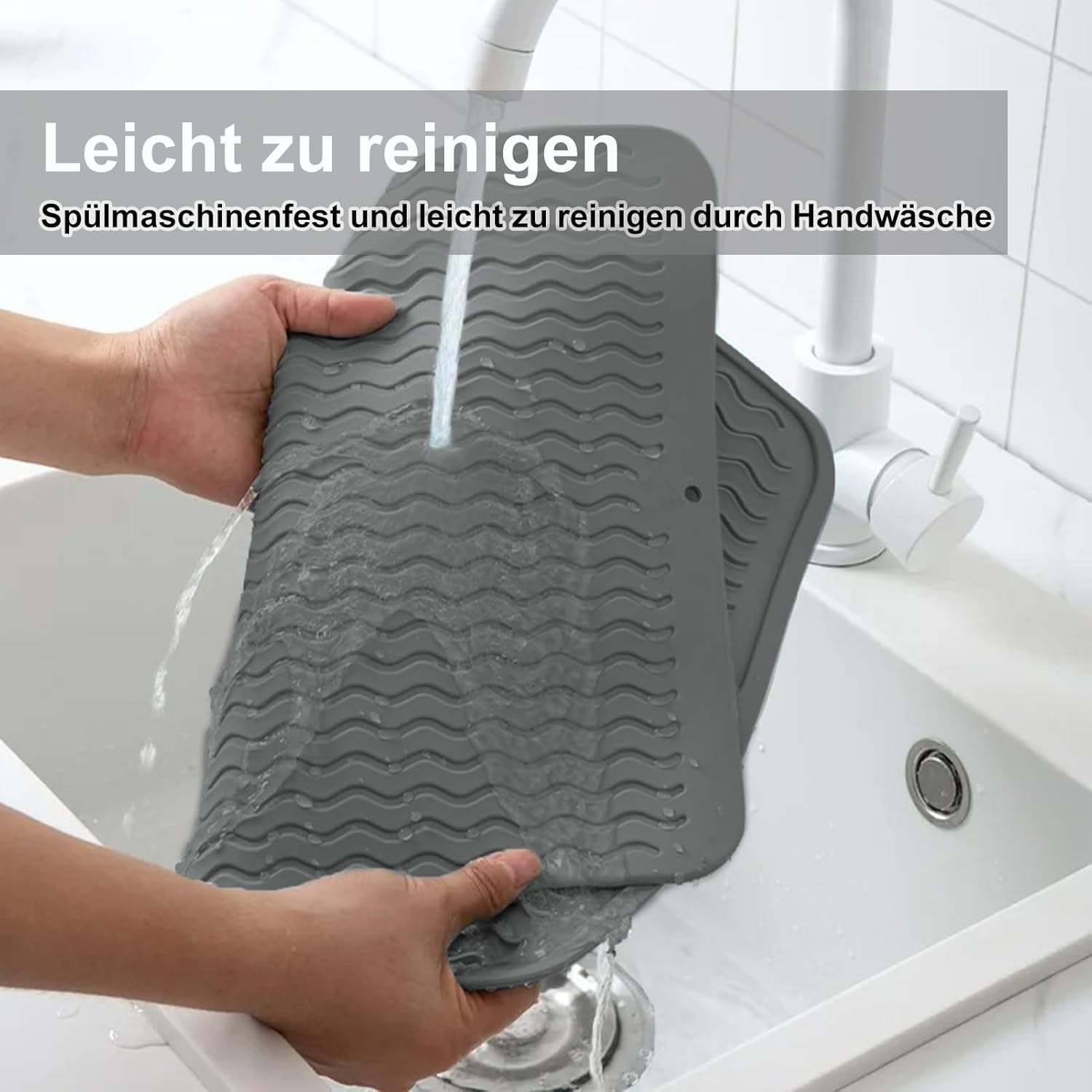Thumbnail 5 de SOQKEEN Abtropfmatte für Geschirr 50 x 40 cm aus hitzebeständigem Silikon – rutschfest & faltbar