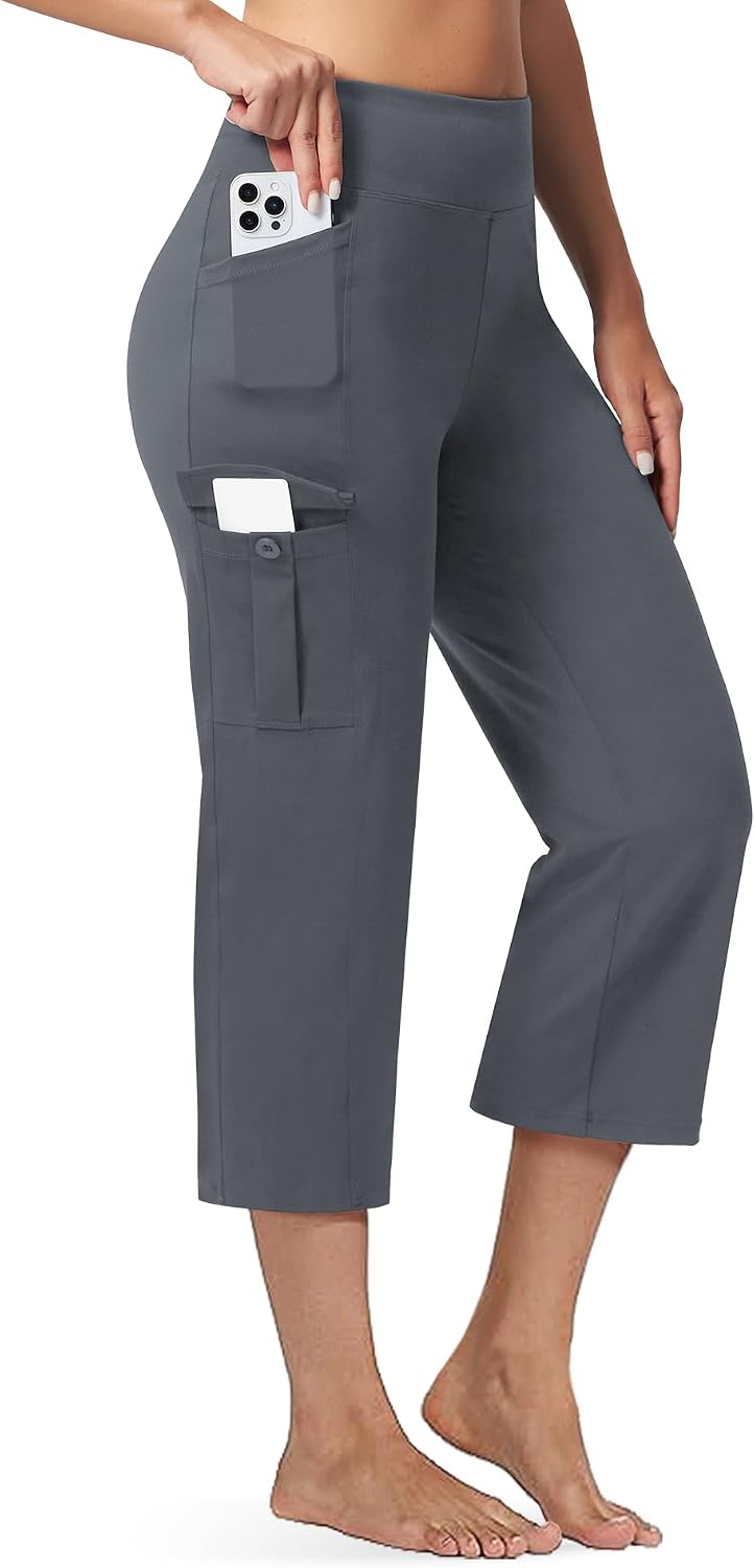 Thumbnail 6 de Casei Women's 21" Yoga Capris High Waisted with Pockets Cargo Capri Pants - Straight Leg
