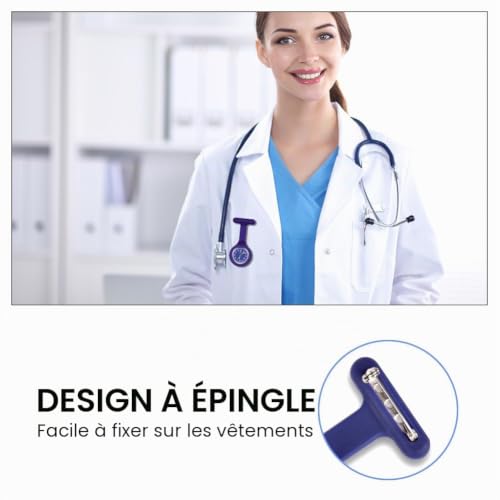 Detalle 2 de Vicloon Montre à Gousset d'infirmière – lot de 3 broches en silicone