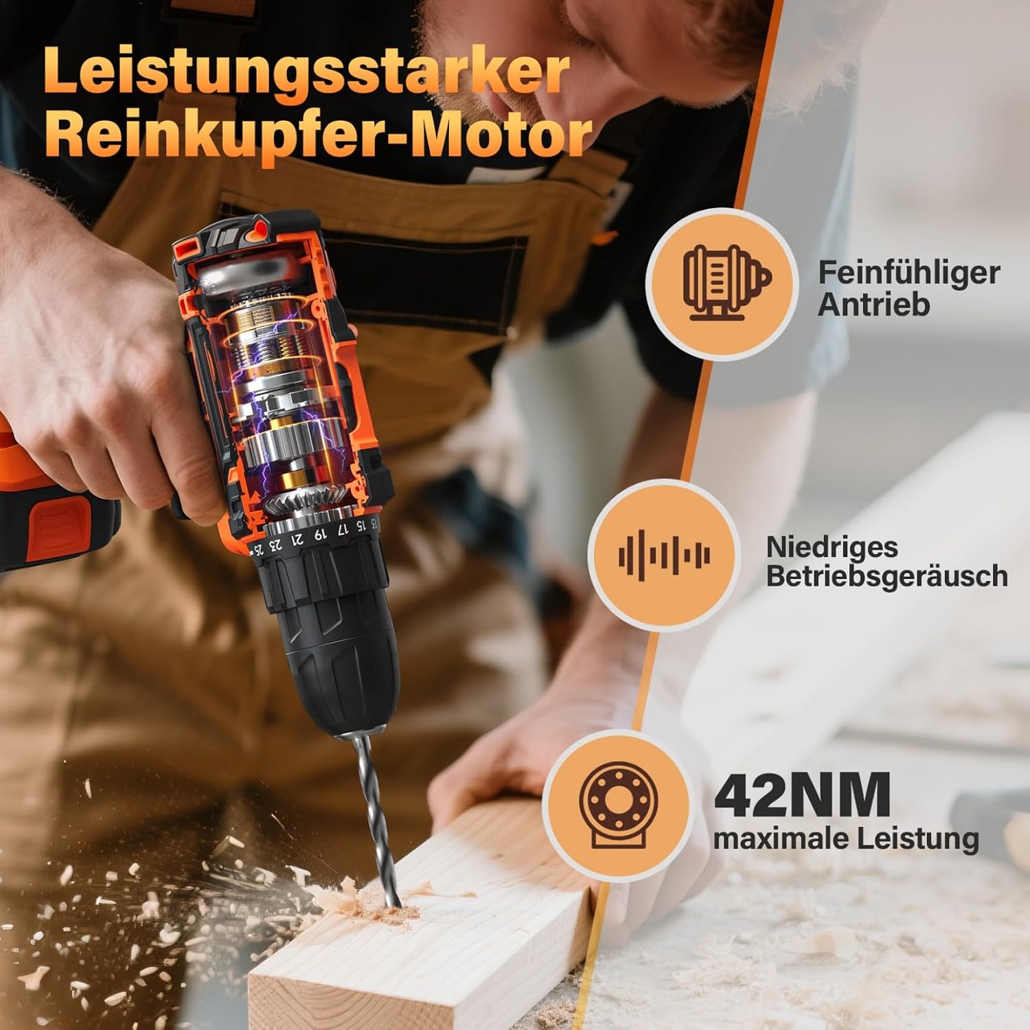 Detalle 2 de Akkubohrschrauber 20V 42Nm, 2 Akkus đ©