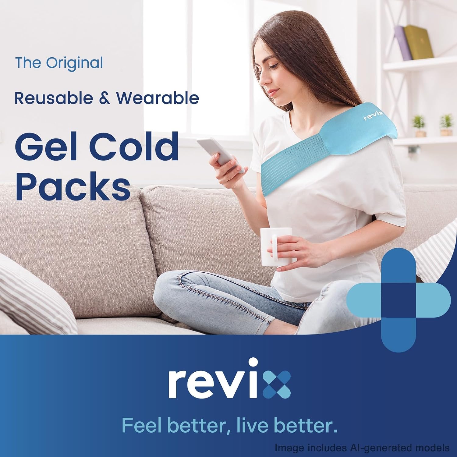 Thumbnail 1 de REVIX Reusable Ice Pack Wrap, 2-Pack Hot & Cold Gel Packs, 10 x 5-Inch