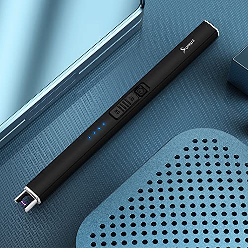 Detalle de SUPRUS Briquet électrique Arc – Rechargeable, sans flamme, USB, sécurité et verrouillage, Noir