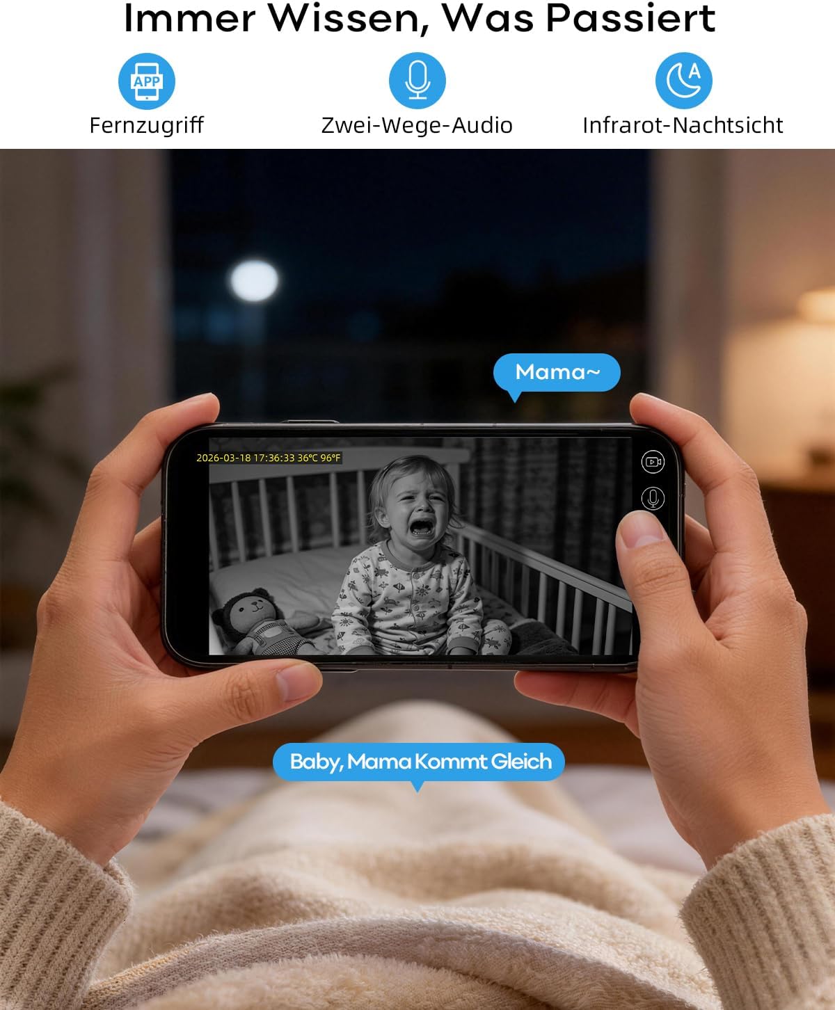 Detalle de Xega 4G LTE Innenkamera mit Akku und SIM – 2K PTZ, Nachtvision, AI PIR, TF/Cloud Speicher, IP65