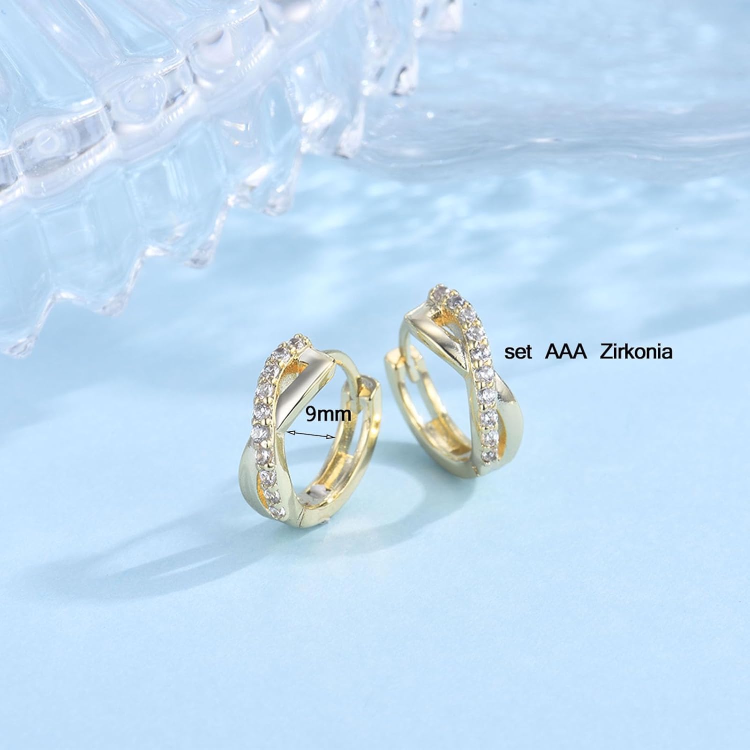 Thumbnail 5 de CERSLIMO Infinity Creolen mit Unendlichkeitszeichen, Silber 925 vergoldet, 12 mm, AAA Zirkonia