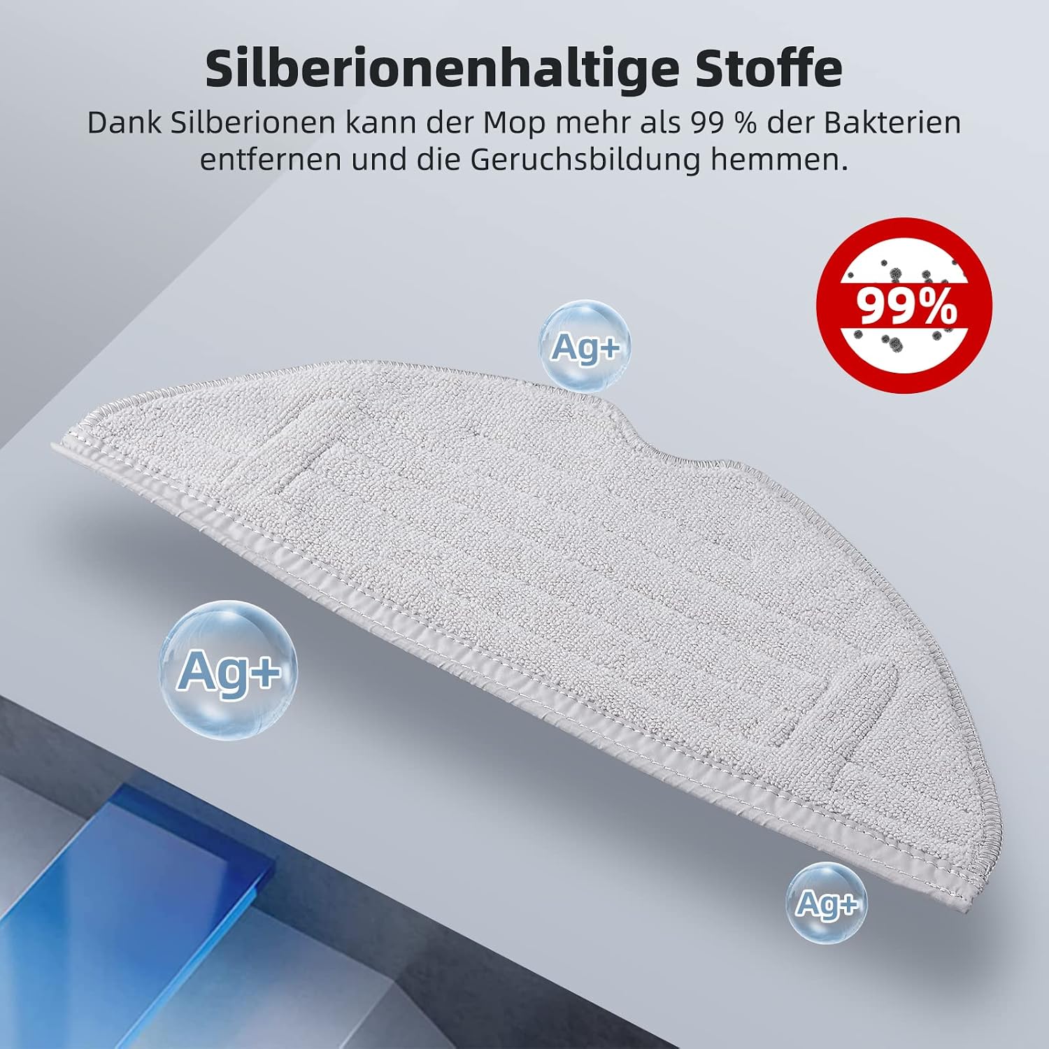 Detalle 2 de Alloytool mikrofibermoppdukar för Roborock S8/S7, 8 st, ljusgrå