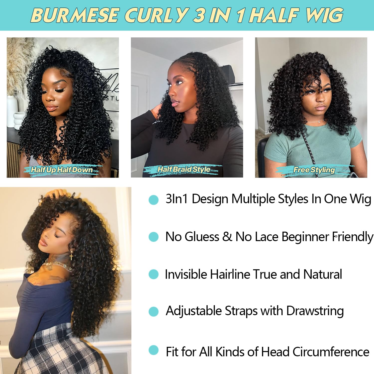 Detalle de UME G I R L Half Wig Human Hair 20 Inch