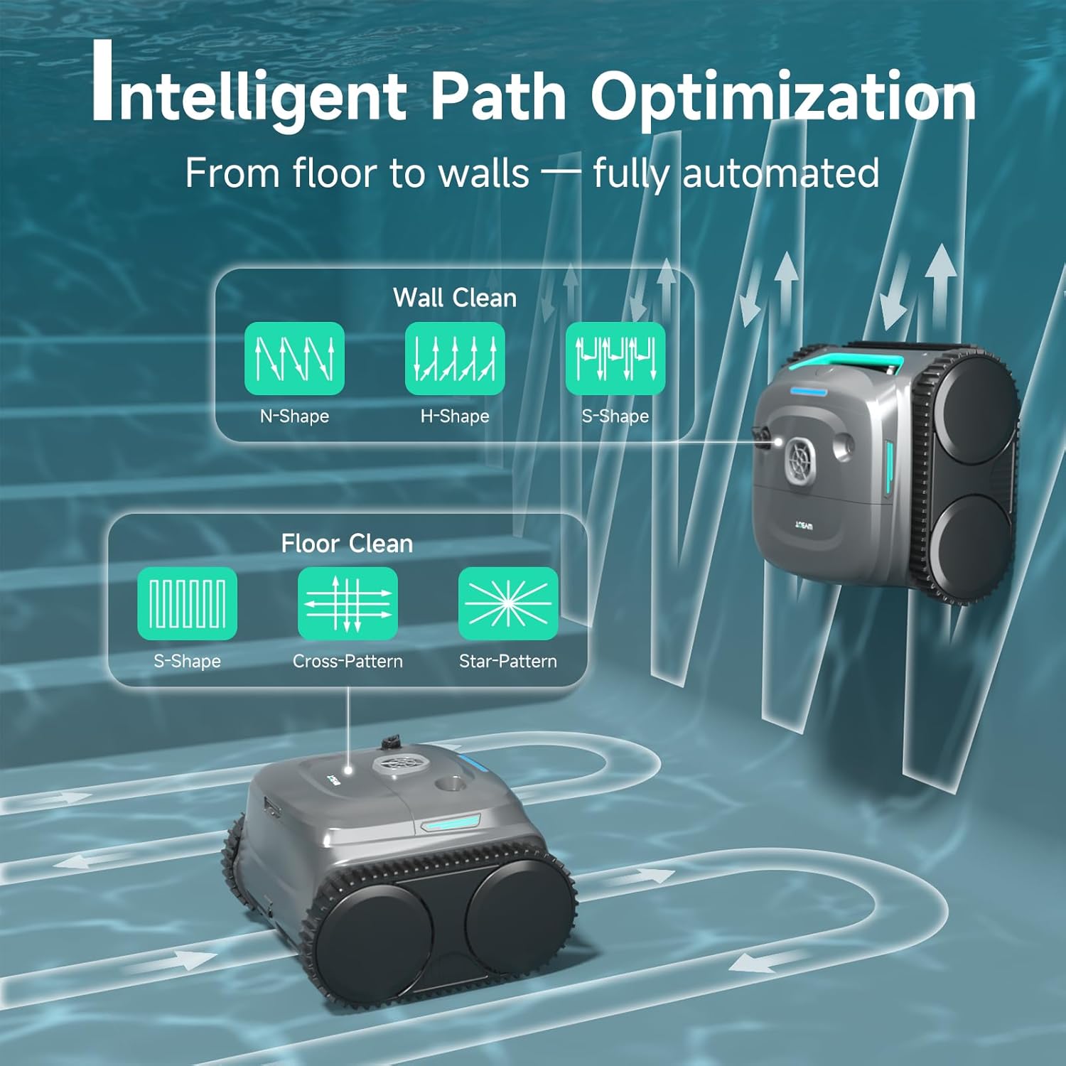 Detalle de WYBOT C2 Cordless Robotic Pool Cleaner — Dual Filtration for Floor, Wall & Waterline