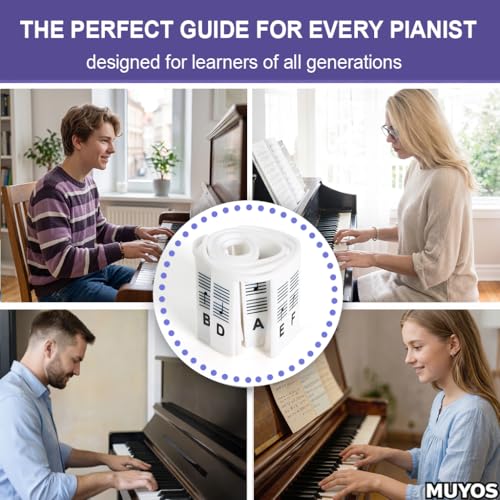 Thumbnail 5 de MUYOS Silicone Piano Key Labels Removable - 88 Black Stickers for Keyboard