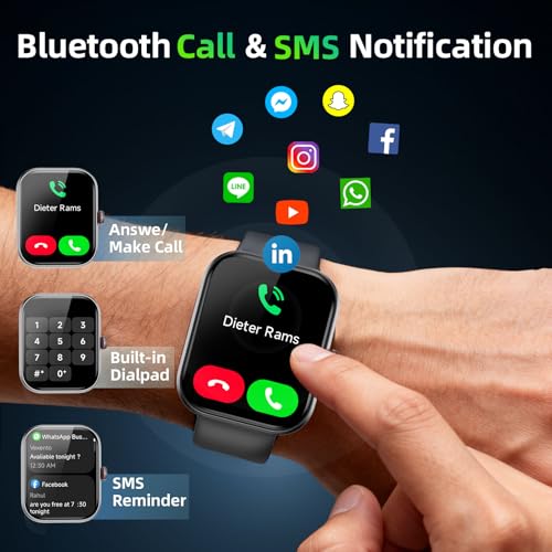 Detalle 2 de uaue Smartwatch Herren – 1,91 Zoll AMOLED mit Alexa, Telefonfunktion und umfangreichem Gesundheits- und Fitness-Tracking