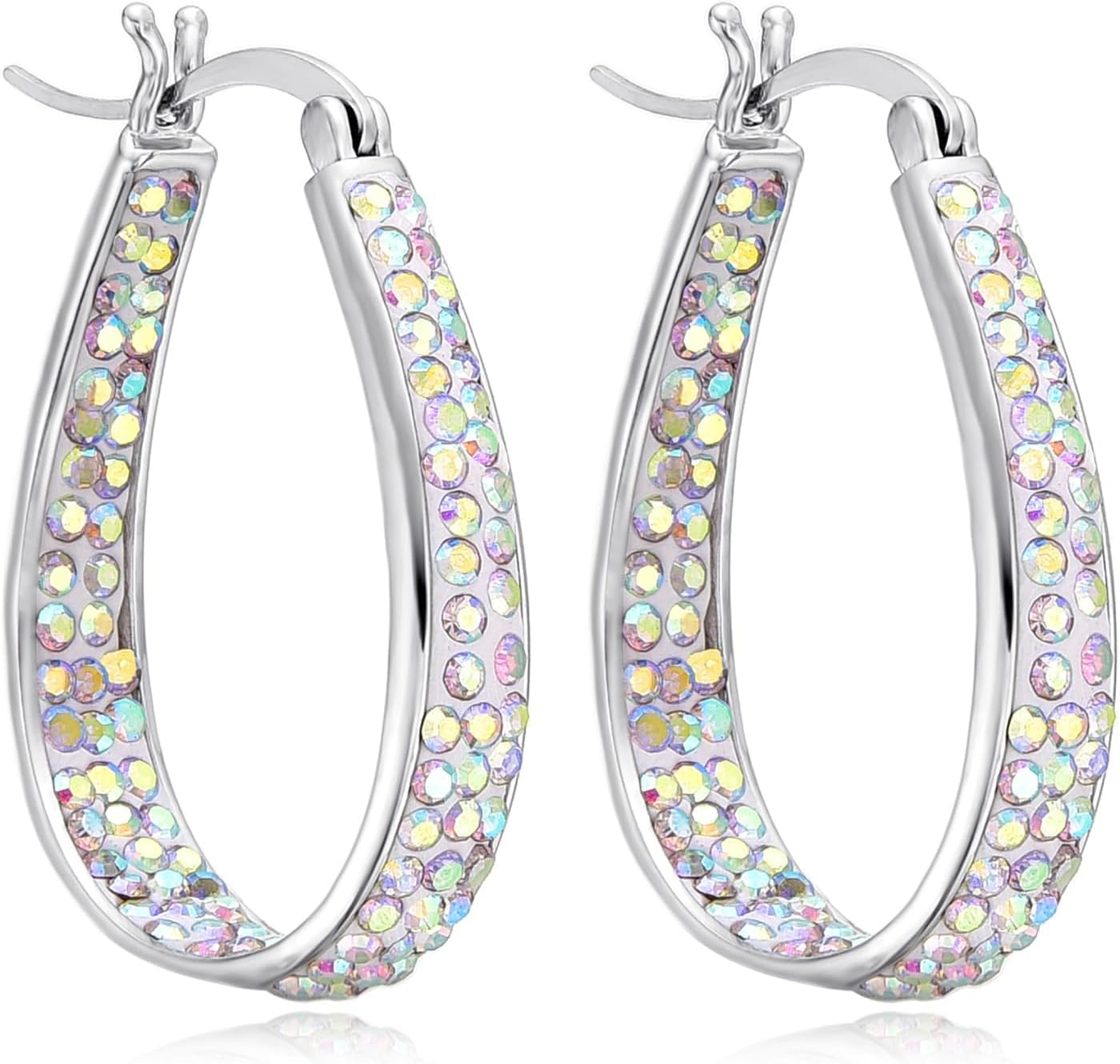 Thumbnail 5 de Crystal Hoop Earrings for Women Rhodium Plated ⭕