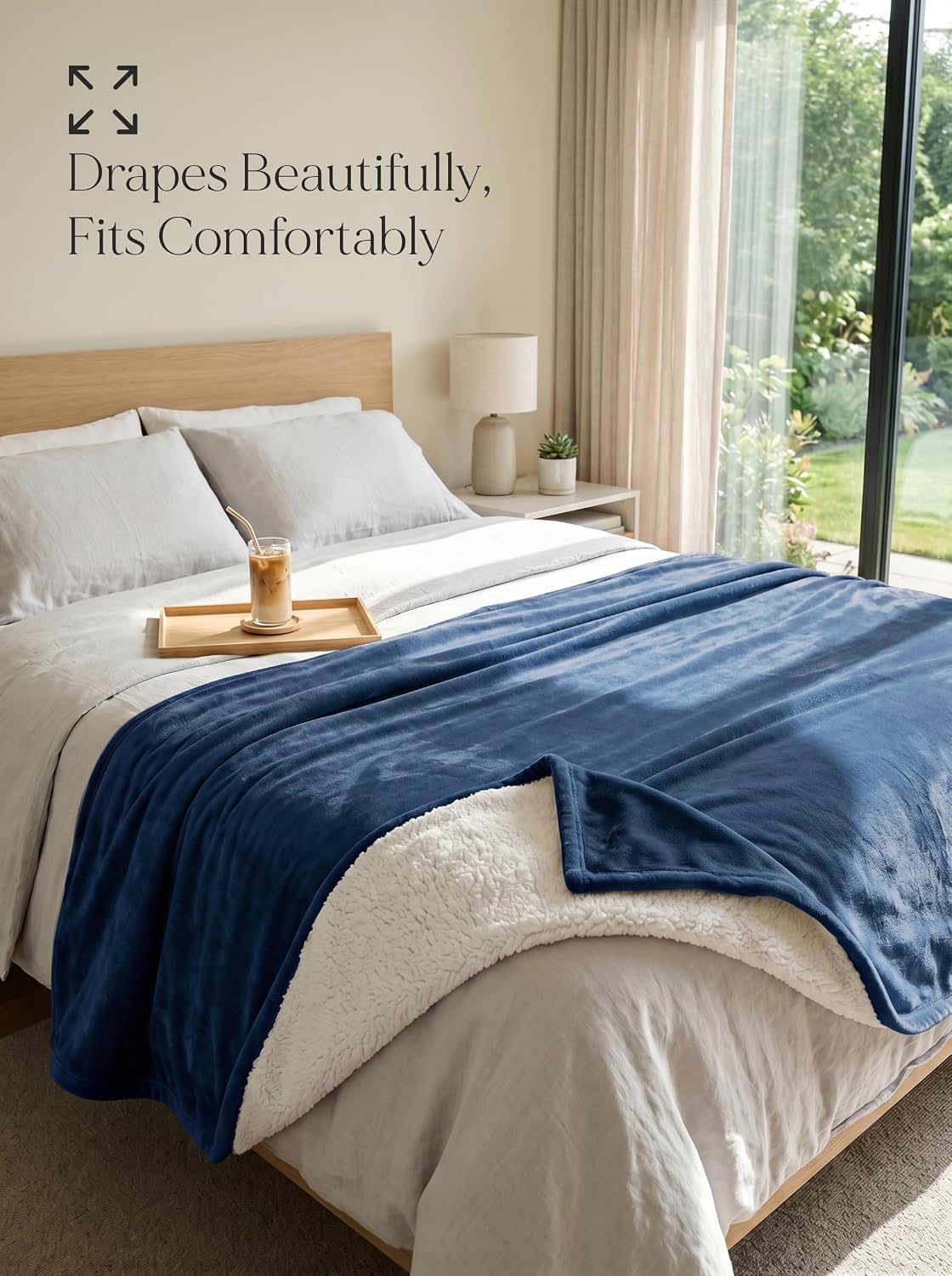 Detalle 2 de Utopia Bedding UB785 Reversible Sherpa Blanket, King, Navy, 90 x 102 in