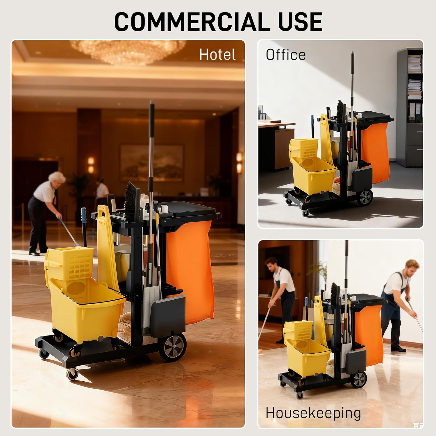Thumbnail 5 de HOMCOM Janitorial Cart, 3-Tier