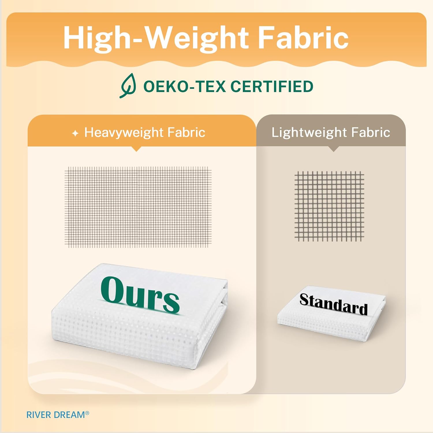 Thumbnail 1 de River Dream Heavyweight No-Hooks-Required Dotted Waffle Weave Shower Curtain with Snap-In Liner (White)