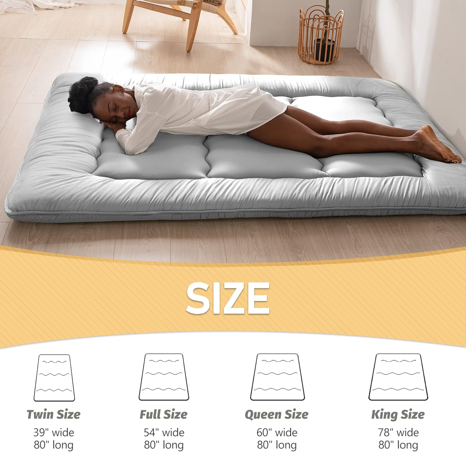 Thumbnail 5 de MAXYOYO Japanese Floor Mattress Futon Mattress, Queen, Grey