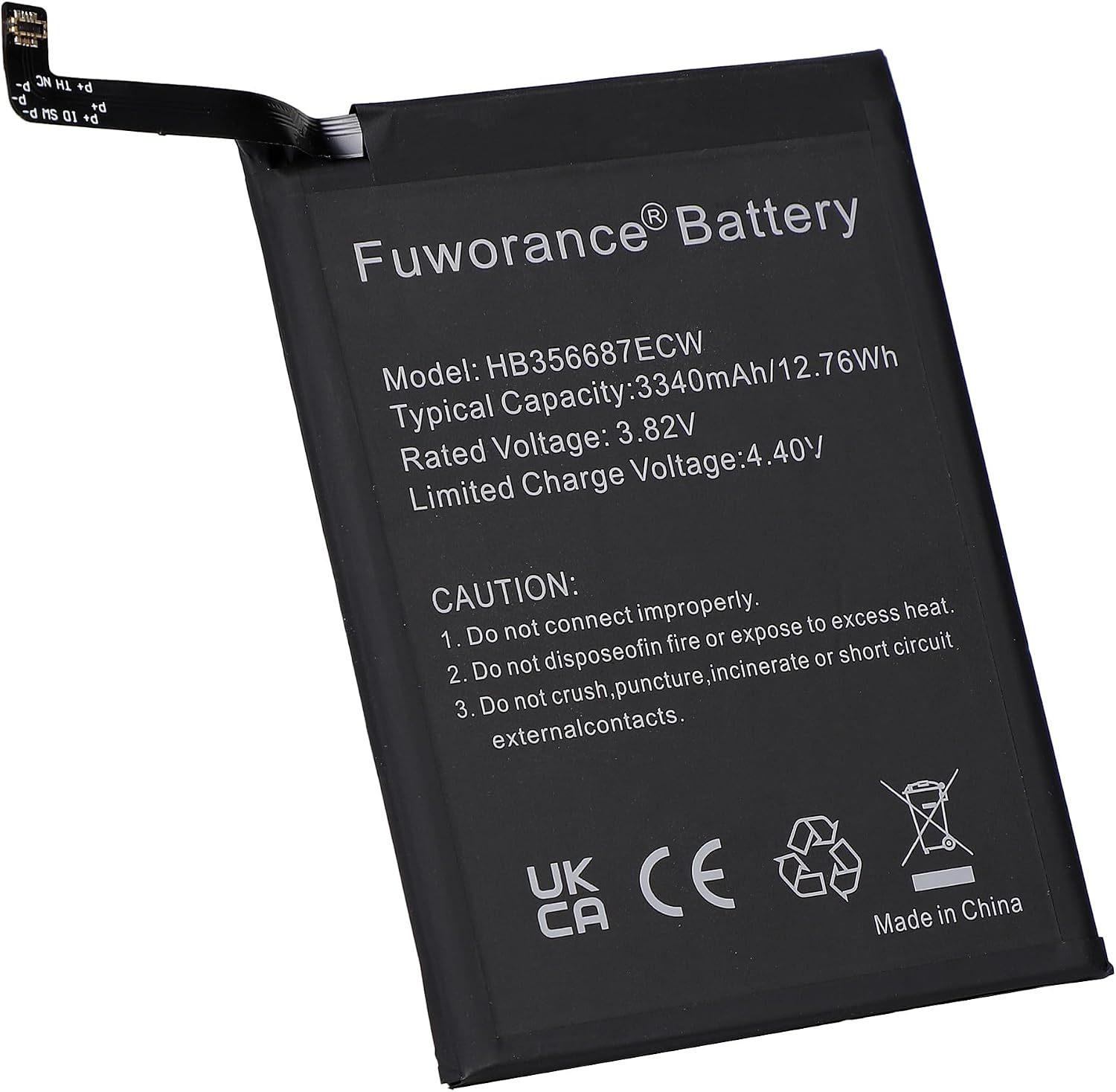 Detalle de Fuworance HB356687ECW Replacement Battery for Huawei/Honor/Nova Series (3340mAh, 3.82V, 12.76Wh)