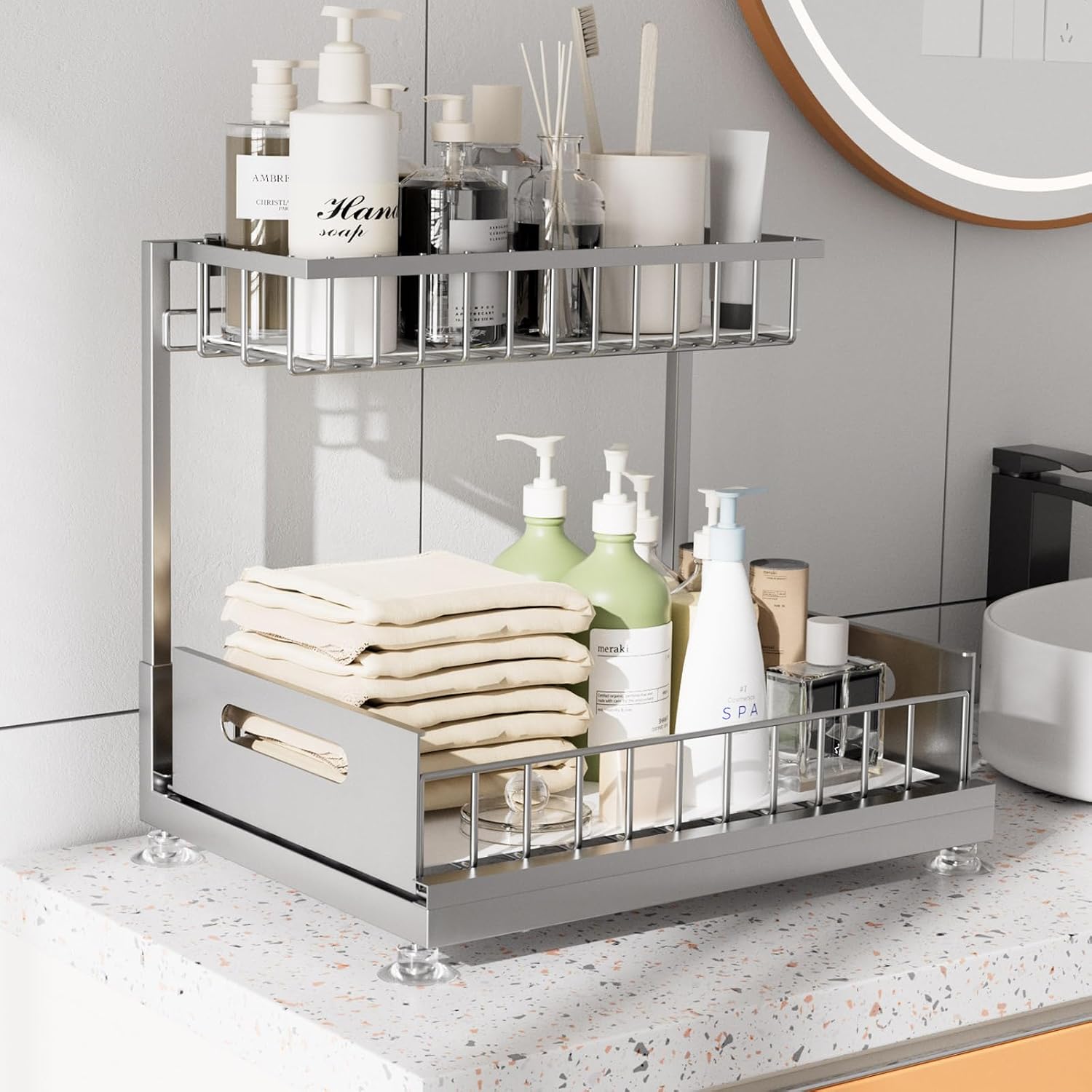 Thumbnail 2 de Under Sink Organizer 2-Tier Pull-Out Rack 🚪