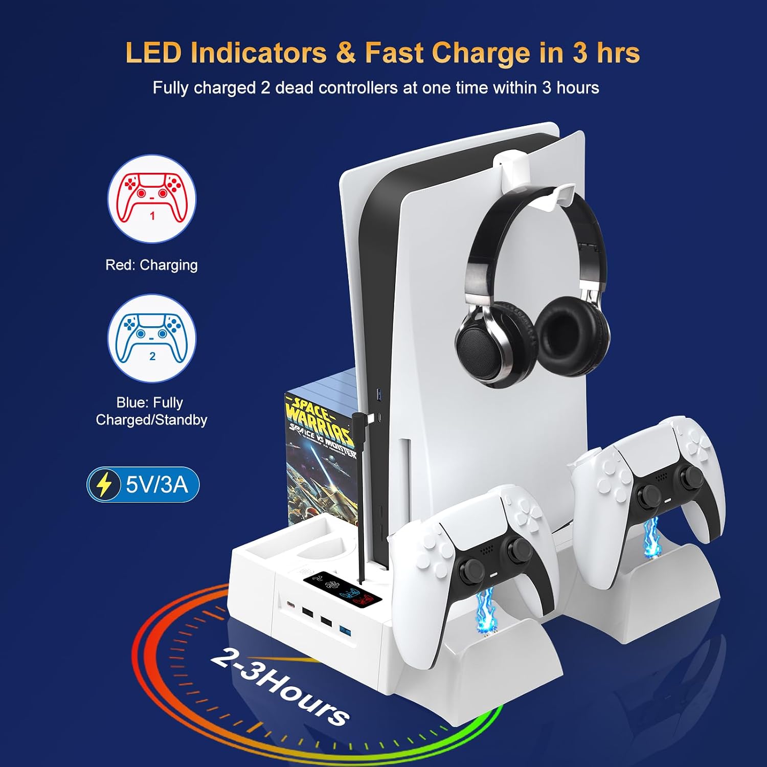 Thumbnail 2 de PS5 Slim Cooling Station with Dual Controller Charging Dock and Storage Slot